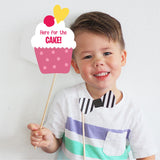 First Birthday Party Photo Booth Props Pink for Baby Girl , 1st Birthday Decorations for Girl , Kids Birthday Party Decoration Items- 38 Pieces