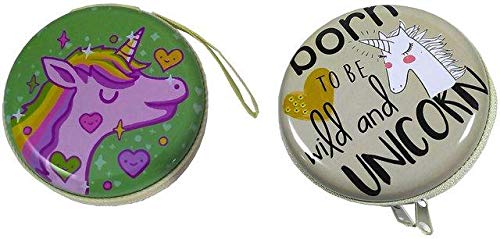 Double Sided Unicorn Style Metal Tin Pouch for Earphone, Coins, Memory