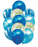 Blue Marble Balloons Set with Confetti Balloons for Birthday, Anniversary, Weddings, Engagement, House Warming Decoration | Party Balloons (Marble Balloons-Blue Pack of 12)