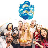 Blue Marble Balloons Set with Confetti Balloons for Birthday, Anniversary, Weddings, Engagement, House Warming Decoration | Party Balloons (Marble Balloons-Blue Pack of 12)