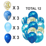 Blue Marble Balloons Set with Confetti Balloons for Birthday, Anniversary, Weddings, Engagement, House Warming Decoration | Party Balloons (Marble Balloons-Blue Pack of 12)