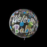 Transparent 20 inch Bobo Balloons Transparent Balloon with Polka Dots and Welcome Baby Printed Balloons Helium Balloon - Pack of 2