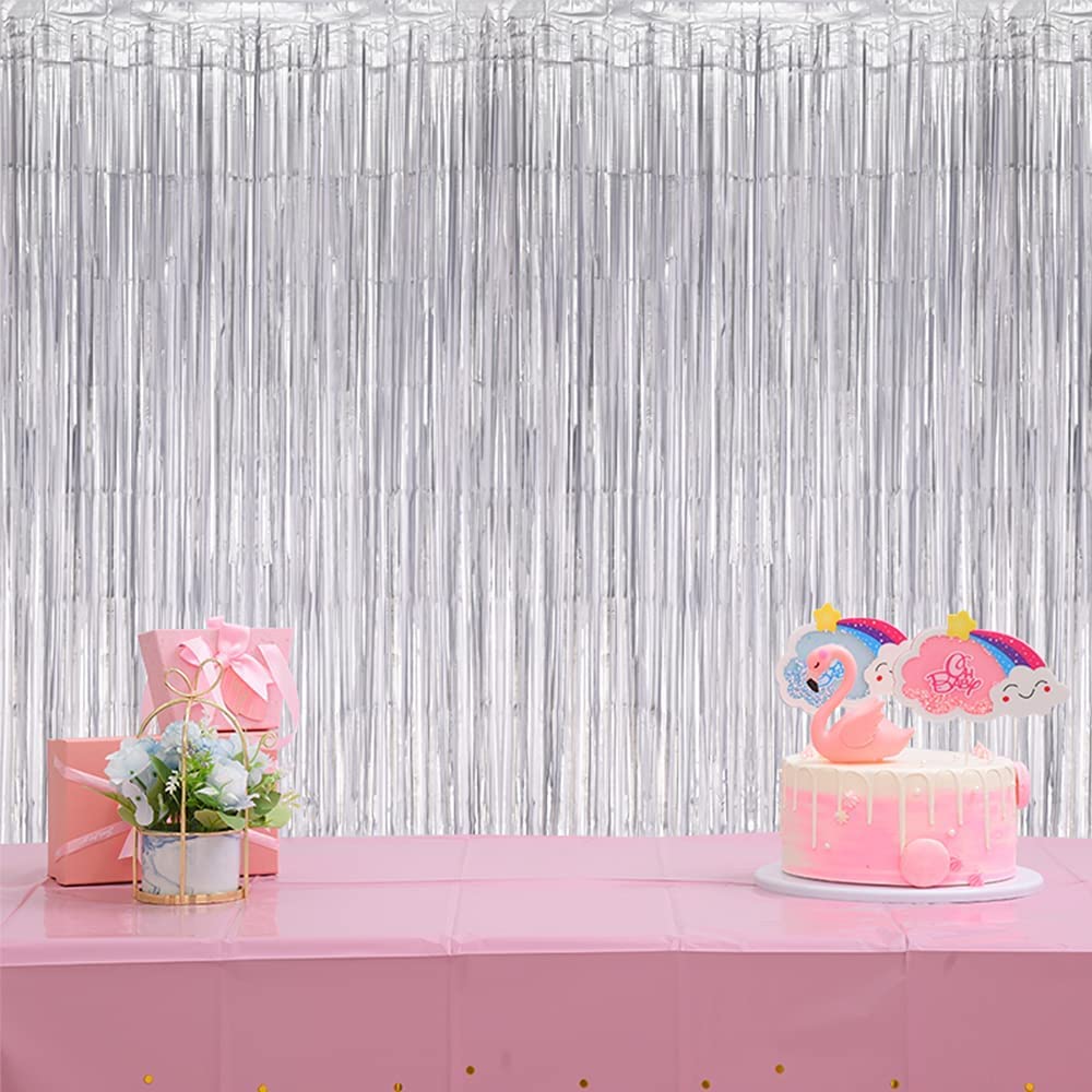 Matte Fringe Curtain Backdrop Pink