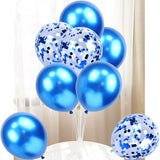 Party Mix Blue Metallic, Confetti and Foil Balloons for All Kind of Balloon Party Decorations (Blue), 10 Pieces Combo