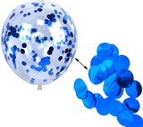 Party Mix Blue Metallic, Confetti and Foil Balloons for All Kind of Balloon Party Decorations (Blue), 10 Pieces Combo