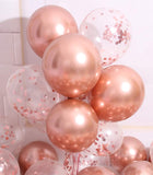 Party Mix Rose Gold Metallic, Confetti and Foil Balloons for All Kind of Balloon Party Decorations (Rose Gold), 10 Pieces Combo