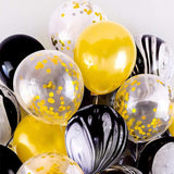 Black Marble Balloon Set with Confetti Balloons for Birthday, Anniversary, Weddings, Engagement, House Warming Decoration | Party Balloons (Marble Balloons Pack of 12)