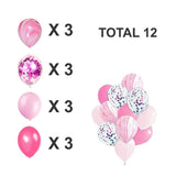 Pink Marble Balloon Set with Confetti Balloons for Birthday, Anniversary, Weddings, Engagement, House Warming Decoration | Party Balloons (Marble Balloons-Pink Pack of 12)