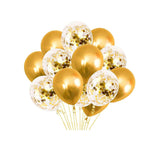 Gold HD Metallic Chrome & Clear Confetti Shining Glitter Balloons Set For Birthday, Anniversary, Welcome and All Party Celebration Decoration Supplies (A Set Of 10 Pcs)