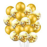 Gold HD Metallic Chrome & Clear Confetti Shining Glitter Balloons Set For Birthday, Anniversary, Welcome and All Party Celebration Decoration Supplies (A Set Of 10 Pcs)