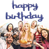 Happy Birthday Dark Blue Foil Balloons in Small Letters Lower Case for Decorations