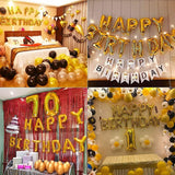 Happy Birthday Golden Foil Balloons in Capital Letters Upper Case for Birthday Decorations