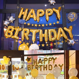 Happy Birthday Golden Foil Balloons in Capital Letters Upper Case for Birthday Decorations