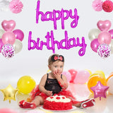 Happy Birthday Pink Foil Balloons in Small Letters Lower Case for Decorations