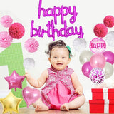 Happy Birthday Pink Foil Balloons in Small Letters Lower Case for Decorations