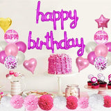 Happy Birthday Pink Foil Balloons in Small Letters Lower Case for Decorations