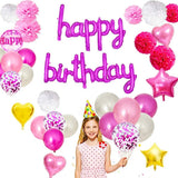 Happy Birthday Pink Foil Balloons in Small Letters Lower Case for Decorations