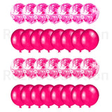 Pink HD Metallic Chrome & Clear Confetti Shining Glitter Balloons Set For Birthday, Anniversary, Welcome and All Party Celebration Decoration Supplies (A Set Of 10 Pcs)