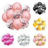 Pink HD Metallic Chrome & Clear Confetti Shining Glitter Balloons Set For Birthday, Anniversary, Welcome and All Party Celebration Decoration Supplies (A Set Of 10 Pcs)