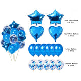 Party Mix Dark Blue Metallic, Confetti and Foil Balloons for All Kind of Balloon Party Decorations (Dark Blue), 14 Pieces Combo