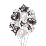 Party Mix Silver Metallic, Confetti and Foil Balloons for All Kind of Balloon Party Decorations (Silvery), 14 Pieces Combo
