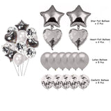 Party Mix Silver Metallic, Confetti and Foil Balloons for All Kind of Balloon Party Decorations (Silvery), 14 Pieces Combo