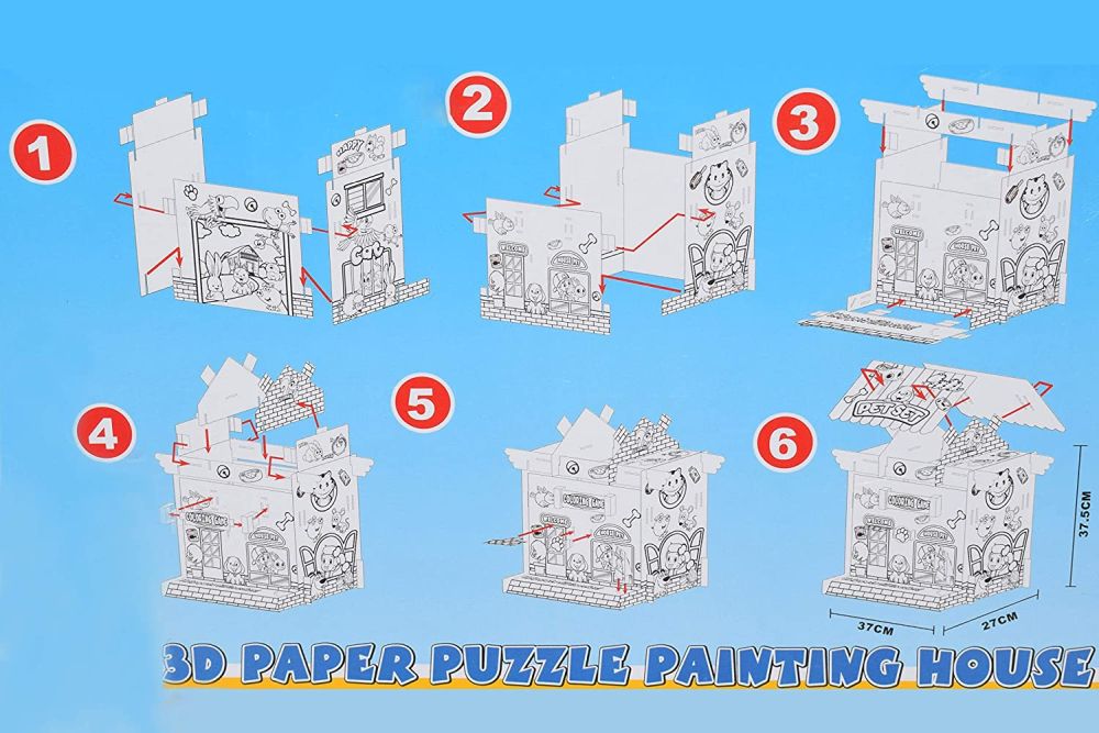 Paper DIY 3D Paper Cardboard Folding Craft and Puzzle , Multicolour ...