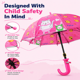 Kids Umbrella for Rain | Umbrella with Cute Cartoon Print | One Click Open | Child Safe Rounded Tips | Lightweight School Non-Foldable Stylish Umbrella for Boys & Girls and Women