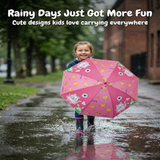 Kids Umbrella for Rain | Umbrella with Cute Cartoon Print | One Click Open | Child Safe Rounded Tips | Lightweight School Non-Foldable Stylish Umbrella for Boys & Girls and Women
