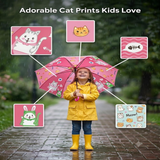 Kids Umbrella for Rain | Umbrella with Cute Cartoon Print | One Click Open | Child Safe Rounded Tips | Lightweight School Non-Foldable Stylish Umbrella for Boys & Girls and Women
