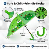 Kids Umbrella for Rain | Umbrella with Cute Cartoon Print | One Click Open | Child Safe Rounded Tips | Lightweight School Non-Foldable Stylish Umbrella for Boys & Girls and Women