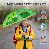 Kids Umbrella for Rain | Umbrella with Cute Cartoon Print | One Click Open | Child Safe Rounded Tips | Lightweight School Non-Foldable Stylish Umbrella for Boys & Girls and Women