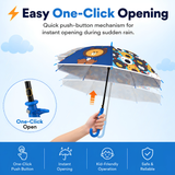 Crackles Kids Umbrella for Rain | Umbrella with Cute Cartoon Print | One Click Open | Child Safe Rounded Tips | Lightweight School Non-Foldable Stylish Umbrella for Boys & Girls and Women