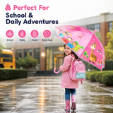 Kids Umbrella for Rain | Umbrella with Cute Cartoon Print | One Click Open | Child Safe Rounded Tips | Lightweight School Non-Foldable Stylish Umbrella for Boys & Girls and Women