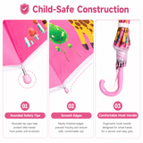 Kids Umbrella for Rain | Umbrella with Cute Cartoon Print | One Click Open | Child Safe Rounded Tips | Lightweight School Non-Foldable Stylish Umbrella for Boys & Girls and Women