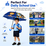 Crackles Kids Umbrella for Rain | Umbrella with Cute Cartoon Print | One Click Open | Child Safe Rounded Tips | Lightweight School Non-Foldable Stylish Umbrella for Boys & Girls and Women