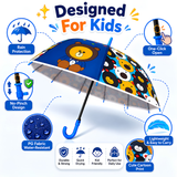 Crackles Kids Umbrella for Rain | Umbrella with Cute Cartoon Print | One Click Open | Child Safe Rounded Tips | Lightweight School Non-Foldable Stylish Umbrella for Boys & Girls and Women