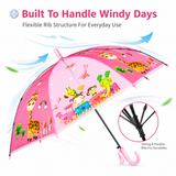 Kids Umbrella for Rain | Umbrella with Cute Cartoon Print | One Click Open | Child Safe Rounded Tips | Lightweight School Non-Foldable Stylish Umbrella for Boys & Girls and Women