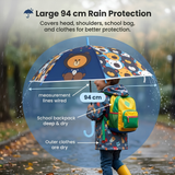 Crackles Kids Umbrella for Rain | Umbrella with Cute Cartoon Print | One Click Open | Child Safe Rounded Tips | Lightweight School Non-Foldable Stylish Umbrella for Boys & Girls and Women