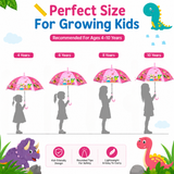Kids Umbrella for Rain | Umbrella with Cute Cartoon Print | One Click Open | Child Safe Rounded Tips | Lightweight School Non-Foldable Stylish Umbrella for Boys & Girls and Women