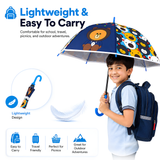 Crackles Kids Umbrella for Rain | Umbrella with Cute Cartoon Print | One Click Open | Child Safe Rounded Tips | Lightweight School Non-Foldable Stylish Umbrella for Boys & Girls and Women