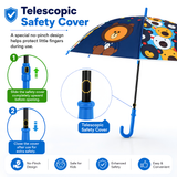 Crackles Kids Umbrella for Rain | Umbrella with Cute Cartoon Print | One Click Open | Child Safe Rounded Tips | Lightweight School Non-Foldable Stylish Umbrella for Boys & Girls and Women