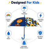 Crackles Kids Umbrella for Rain | Umbrella with Cute Cartoon Print | One Click Open | Child Safe Rounded Tips | Lightweight School Non-Foldable Stylish Umbrella for Boys & Girls and Women