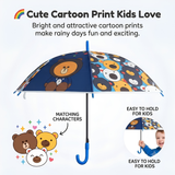 Crackles Kids Umbrella for Rain | Umbrella with Cute Cartoon Print | One Click Open | Child Safe Rounded Tips | Lightweight School Non-Foldable Stylish Umbrella for Boys & Girls and Women