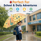 Crackles Kids Umbrella for Rain | Umbrella with Cute Cartoon Print | One Click Open | Child Safe Rounded Tips | Lightweight School Non-Foldable Stylish Umbrella for Boys & Girls and Women