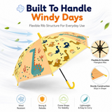 Crackles Kids Umbrella for Rain | Umbrella with Cute Cartoon Print | One Click Open | Child Safe Rounded Tips | Lightweight School Non-Foldable Stylish Umbrella for Boys & Girls and Women