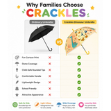 Crackles Kids Umbrella for Rain | Umbrella with Cute Cartoon Print | One Click Open | Child Safe Rounded Tips | Lightweight School Non-Foldable Stylish Umbrella for Boys & Girls and Women