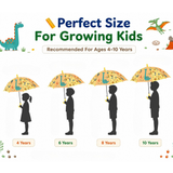 Crackles Kids Umbrella for Rain | Umbrella with Cute Cartoon Print | One Click Open | Child Safe Rounded Tips | Lightweight School Non-Foldable Stylish Umbrella for Boys & Girls and Women