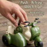 Push & Go Retro Scooter Toy with Sidecar for Kids | Friction Powered Scooter with Storage Seat | No Battery Toy Bike for Toddlers Boys Girls Age 3+ | Random Color Sent