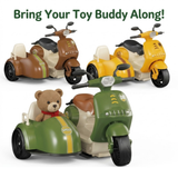 Push & Go Retro Scooter Toy with Sidecar for Kids | Friction Powered Scooter with Storage Seat | No Battery Toy Bike for Toddlers Boys Girls Age 3+ | Random Color Sent